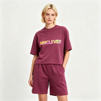 T-shirt pour homme AMLClever 310 g/m² en jersey gaufré batik délavé, coupe ample, manches courtes, personnalisable DTG DTF, logo OEM