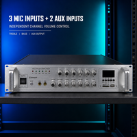 Amplificateur de sonorisation 2U pour montage en rack, pour écoles et audio commercial, avec micro, 1 fonction de mise en sourdine prioritaire, contrôle de 6 zones, 100V 70V 16 Ohm