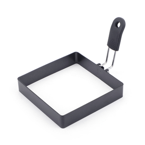 Edelstahl Lebensmittel qualität Quadratische Form Antihaft-Ei-Kochring Eierform mit Silikon griff zum Frühstück - Product Image 1