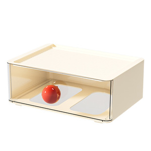 Desktop Organizer <b>Drawer</b> Style With Handles For Stationery Cosmetics <b>Storage</b> Rectangle Standing Type 8298-9 Cream Yellow - Product Image 2