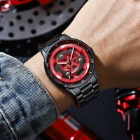 Reloj de Pulsera de Cuarzo de Lujo, Resistente al Agua, con Diseño de Caleidoscopio Sharingan Giratorio 3D de Anime Japonés, de Acero Inoxidable, de 42 mm