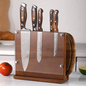 BSTW <span class=keywords><strong>support</strong></span> de <span class=keywords><strong>couteau</strong></span> en bois double face aimants organisateur de stockage de cuisine multifonctionnel écologique pour 10 couteaux porte-sac à rouleau - Product Image 6