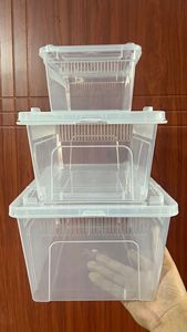 32*22*15cm yeni tasarım şeffaf siyah plastik küçük hava delikleri ile evcil hayvan kafesi sürüngen yetiştiriciliği kutusu - Product Image 3