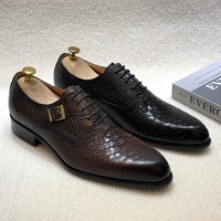Chaussures habillées et Richelieu tendance pour hommes en cuir véritable F515-824, motif serpent en relief, en cuir de vachette, chaussures de ville formelles