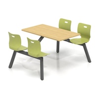 Ensemble de table et de chaises à manger en acier moderne, 4 places, imperméable, durable, usage commercial pour hôtel et école