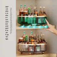 Étagère de rangement rotative de type debout en plastique de luxe moderne avec flacon à épices transparent pour le rangement des épices de cuisine
