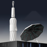 Nouveau parapluie extérieur personnalisable à trois plis, à ouverture automatique, en pongee, avec sangle élargie, 10 baleines, résistant au vent, imperméable et anti-UV