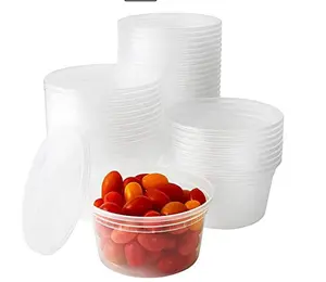 Disposable 24OZ 32OZ PP Plastic Deli Soup Cup Food Storage Container With LDPE Lids