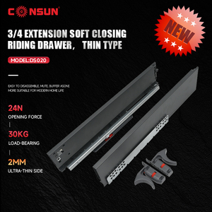 Quảng Đông Thủy Lực Trượt Nhà Bếp Ngăn Kéo Mỏng Ngăn Kéo Hộp Kênh Tủ Đường Sắt Kính Thiên Văn Mềm Đóng Slide Ngăn Kéo Hộp - Product Image 2