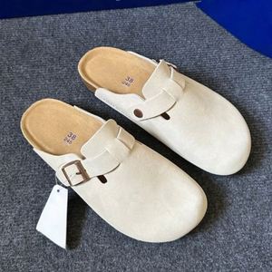 Chaussures d'été unisexes à la mode, demi-chaussons décontractés, chaussures de marche de haute qualité en cuir véritable, semelle en liège souple - Product Image 1