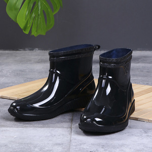 Stivali da pioggia da uomo alla moda scarpe da lavoro da cuoco impermeabili a tubo corto nuove scarpe da acqua in gomma antiscivolo a prova di pioggia - Product Image 6