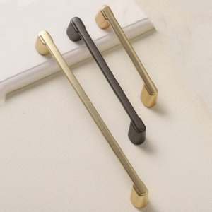 Poignée de meuble moderne en alliage de zinc doré brossé 128 mm, poignée de tiroir solide, accessoires de quincaillerie pour armoire, commode et porte - Product Image 2
