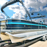 Bateau ponton sportif en aluminium soudé 2026 avec moteur hors-bord, bateau de pêche et de tourisme haute vitesse