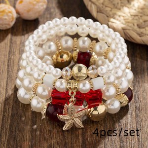 <span class=keywords><strong>4</strong></span> ensembles de bracelets bohèmes créatifs pour femmes, bijoux étoile de mer, perles multicouches, bracelet à perles - Product Image 2