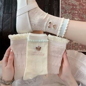 Chaussettes amples mi-mollet pour femmes, fines, respirantes, absorbant la transpiration, motif ours d'anime, pour jeunes, printemps et été - Product Image 2