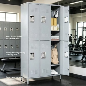 STORION LK-6 Casiers métalliques robustes à 2 niveaux, 3 colonnes, 6 compartiments, avec serrure électronique, étagères réglables, crochets et ventilation - Product Image 1