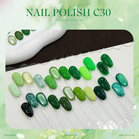 Vernis à ongles gel 24 couleurs, série Vert Forêt, paillettes fines, vert foncé, vert avocat, vert émeraude, perles de verre, pour usage professionnel en salon