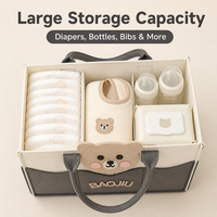 Sac de rangement rigide en feutre pour couches, motif ours mignon, avec 3 poches avant, personnalisable avec votre logo, OEM ODM, vente en gros