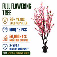 Pohon Bunga Buatan, Bunga Persik Palsu, Cabang Alami, Latar Belakang Pernikahan Romantis, Dekorasi Hotel, Dekorasi Komersial