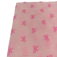 Tissu extensible en maille floquée rose avec nœud papillon pour lingerie