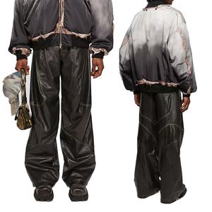 Pantalones de Cuero Negros Holgados Personalizados para Hombre, Estilo Urbano, con Bolsillo Trasero Bordado, Pantalones de Motociclista - Product Image 5