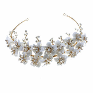 Csja — accessoires de <span class=keywords><strong>cheveux</strong></span> en porcelaine, bandeau de mariage, ornements de perles, fleurs, Design Unique, RE3959 - Product Image 3
