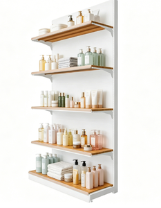 Estantería de Góndola de Madera Resistente para Supermercado, Estante Rectangular sin Respaldo de 5 Niveles Ajustables para Montaje en Pared, para Exhibición en Tiendas - Product Image 2