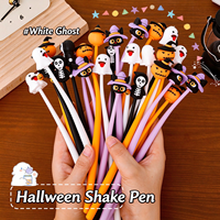 Stylo gel à secouer motif dessin animé Halloween, encre noire 0,5 mm, rechargeable, avec embout en silicone, fournitures d'écriture pour étudiants et bureau