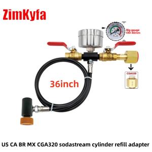 Estación de Recarga de CO2 para Cilindro Carbonatador Sodastream Tr21-4 con Manómetro de 250 Bares, Manguera Negra de 36 Pulgadas - Product Image 2