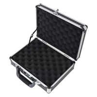 Valise rigide en aluminium noir, mallette et boîte à outils durables, organisateur portable pour le transport d'objets