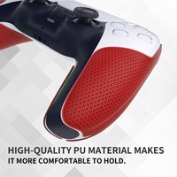 PlayVital Design à deux parties Rouge Antidérapant Absorbant la transpiration Prise en main premium pour manette PS5