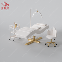 Table de massage pour traitement électrique de luxe rose, extension de cils pour salon de beauté du visage, lit incurvé pour salon de beauté