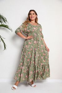Nuovi Abiti Estivi da Donna <span class=keywords><strong>Taglie</strong></span> Forti, Stile Bohémien, Sexy con Scollo a V, Floreali, Casual, Maxi con Spacco - Product Image 5