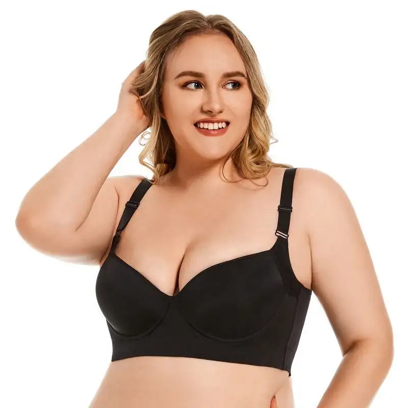 Sutiã plus size lingerie sexy sutiãs de copo fino para mulheres roupa íntima acolchoada sólida sutiã push up femme