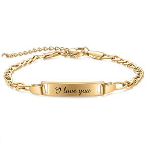 Childrens I Love You Engraved Stainless Steel <b>Bracelet</b> <b>Adjustable</b> Gift Jewelry 5Mm Chain Gold Silver Tone - Product Image 5