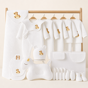 Set de Regalo de Ropa de Bebé Recién Nacido de Algodón Puro Suavizado Personalizado con Pelele y Ropa de Cuna de Dibujos Animados para Todas las Estaciones - <span class=keywords><strong>Ideal</strong></span> para Registro de Bebé - Product Image 1