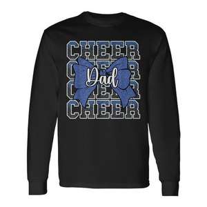 T-shirt à manches longues Cheer Dad Blue Bow, chemise de sport pour cheerleading - Product Image 1