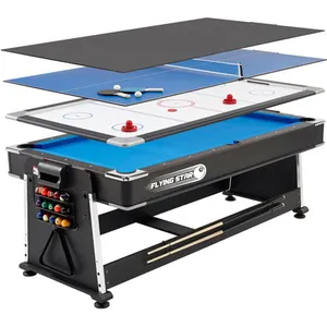 Table de billard moderne 4 en 1, avec air hockey, tennis de table et salle à manger, Offre Spéciale