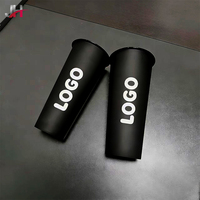 Gobelets en plastique PP noir mat modernes, calibre 90 mm, service d'impression de logo personnalisé, solutions d'emballage pour la restauration rapide, en gros