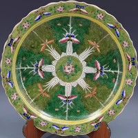 Antique Jingdezhen Peint À La Main Bok Choy Motif Grande Assiette En Porcelaine Chou Ornements Décoratifs Accessoires De Décoration De Table