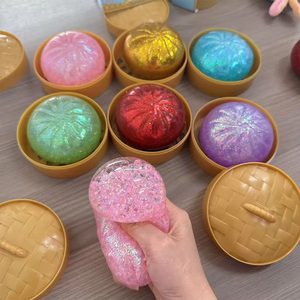 Sparkle Bun Squishy Toy Slow Rebound Stress Relief Squeeze <b>Ball</b> Soft With Bead&Steamer Fidget Toy for Anxiety Relief Sensory Toy - Product Image 5