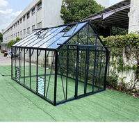 Serres de jardin extérieures en aluminium de haute qualité avec portes coulissantes et verre trempé pour la croissance des plantes