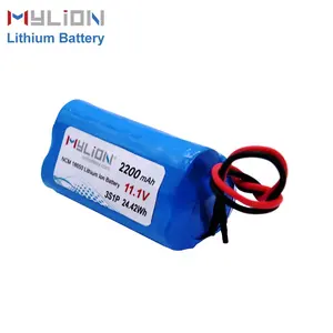 Mylion 11.1v 2.2ah batterie agli ioni di litio ricaricabile battrey per led