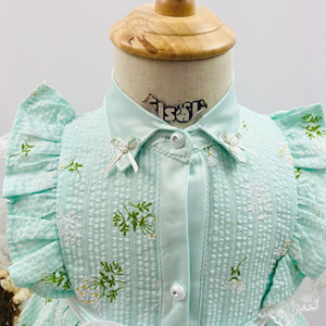 Elsali Baby Meisjes Jurkje Fris Kleine Groene Geruite Jurkje Peuter Kraagjurk met Broekje Baby Jurkje Meisjes 2 Jaar - Product Image 2