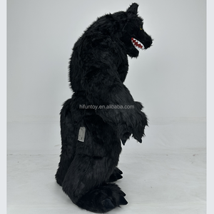 Realistico animale selvatico evento del partito lupo gonfiabile grande mascotte Costume gonfiabile cartone animato che cammina lupo nero Costume per adulti - Product Image 3