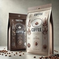 Pochette à café noir mat avec logo personnalisé de haute qualité sac à fond plat portable à joint à huit côtés pour la nourriture pour l'emballage du café