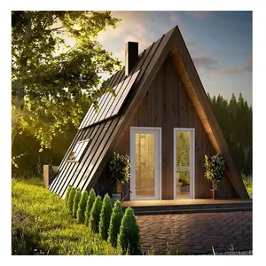 Fertighaus hütten mit Stahlrahmen Resort Ferienhaus Hausgarten Hütte Holzblockhaus-Sets Mini-Häuser mit Rahmen
