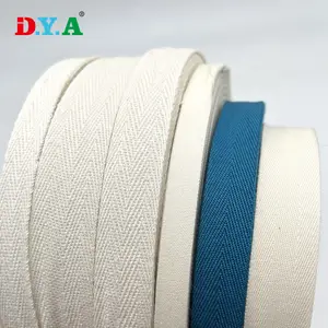 Factory sale eco-friendly cotton webbing 1cm 1.3cm 2cm 2.5cm herringbone plain twill branded logo bias binding cotton tape