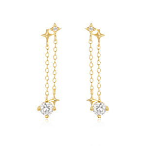 Pendientes de Plata de Ley 925 CANNER con Estrella Incrustada de Circonita y Borla de Cadena para Mujer - Product Image 1