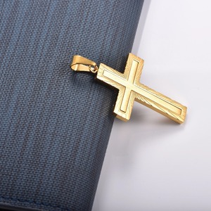 Collier pendentif croix vintage en acier inoxydable poli, unisexe, pour usage quotidien, cadeau de bijoux pour anniversaire et Noël - Product Image 3